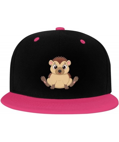 Sitting Little Hedgehog Snapback Hat for Men Women Baseball Cap Trucker Flat Bill Hats Dad Caps Pink $11.15 Baseball Caps