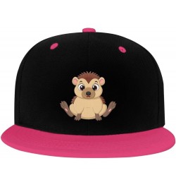 Sitting Little Hedgehog Snapback Hat for Men Women Baseball Cap Trucker Flat Bill Hats Dad Caps Pink $11.15 Baseball Caps