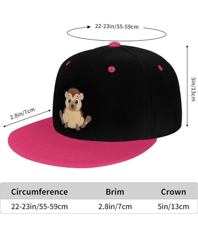 Sitting Little Hedgehog Snapback Hat for Men Women Baseball Cap Trucker Flat Bill Hats Dad Caps Pink $11.15 Baseball Caps