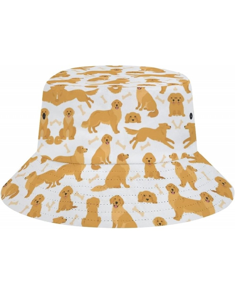 Dog Golden Retriever Bucket Hat Retro Print Beach Travel Sunscreen Sun Hat Teenage Men and Women General Dog Golden Retriever...