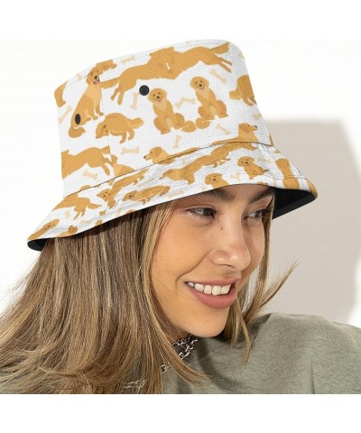 Dog Golden Retriever Bucket Hat Retro Print Beach Travel Sunscreen Sun Hat Teenage Men and Women General Dog Golden Retriever...