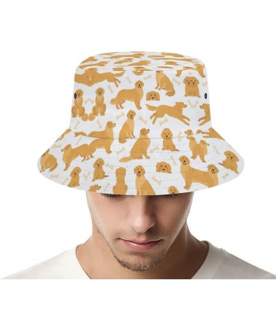 Dog Golden Retriever Bucket Hat Retro Print Beach Travel Sunscreen Sun Hat Teenage Men and Women General Dog Golden Retriever...