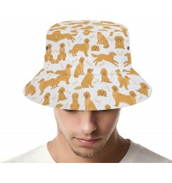 Dog Golden Retriever Bucket Hat Retro Print Beach Travel Sunscreen Sun Hat Teenage Men and Women General Dog Golden Retriever...