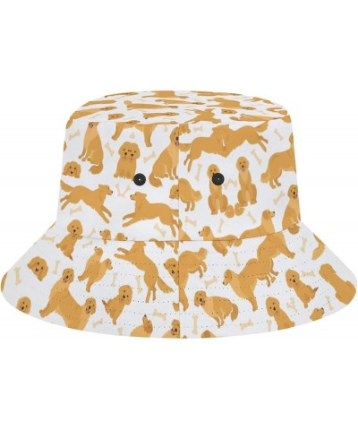 Dog Golden Retriever Bucket Hat Retro Print Beach Travel Sunscreen Sun Hat Teenage Men and Women General Dog Golden Retriever...