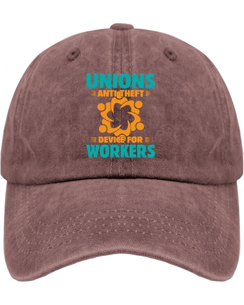 Unions antitheft Device for workeers Baseball Cap Vintage hat Golf hat Gifts for Boyfriends Golf Cap Wine Red $10.62 Sun Hats