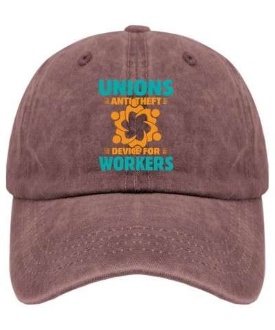 Unions antitheft Device for workeers Baseball Cap Vintage hat Golf hat Gifts for Boyfriends Golf Cap Wine Red $10.62 Sun Hats