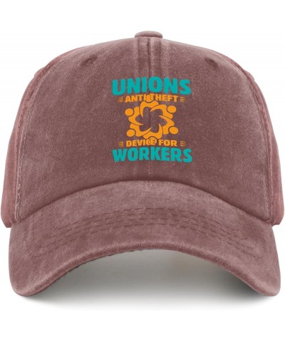 Unions antitheft Device for workeers Baseball Cap Vintage hat Golf hat Gifts for Boyfriends Golf Cap Wine Red $10.62 Sun Hats