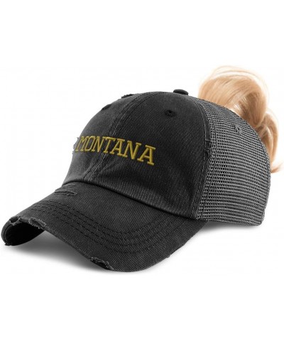 Custom Womens Ponytail Cap Montana State USA America Embroidery Cotton Black Design Only $12.60 Baseball Caps