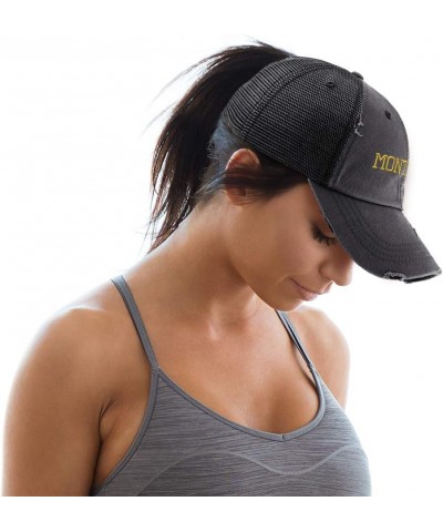 Custom Womens Ponytail Cap Montana State USA America Embroidery Cotton Black Design Only $12.60 Baseball Caps