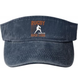 Rugby Makes Life Suck Less Sun Visor Hats for Women Men Sun Hat Vintage Golf Hat Adjustable Baseball Cap Navy Blue $11.64 Visors