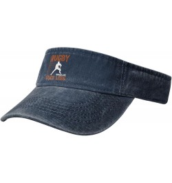 Rugby Makes Life Suck Less Sun Visor Hats for Women Men Sun Hat Vintage Golf Hat Adjustable Baseball Cap Navy Blue $11.64 Visors