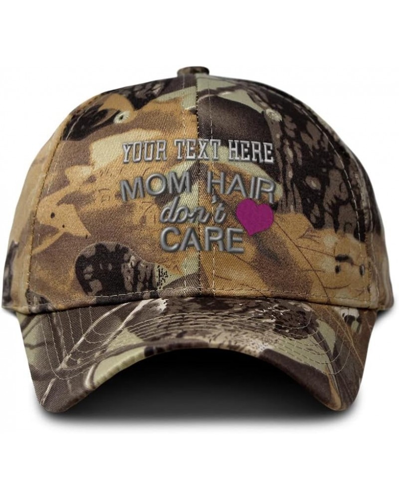 Custom Camo Baseball Cap Mom Hair Don't Care Hunting Dad Hats for Men & Women Forest Tree Khaki Personalized Text Here $16.63...