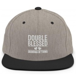 Snapback Hat Grandma of Twin Grandmother Nanna Double Blessed Heather/Black $23.48 Baseball Caps