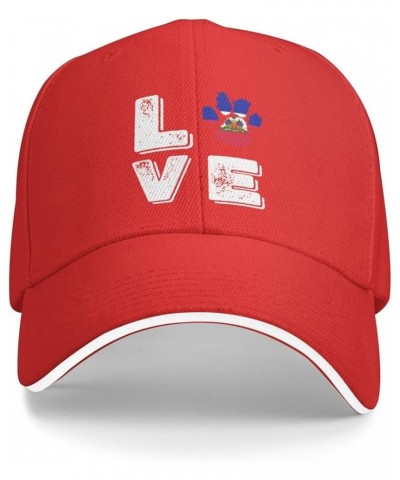 Love Paw Haiti Flag Baseball Cap for Men Women Red $12.59 Baseball Caps