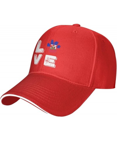 Love Paw Haiti Flag Baseball Cap for Men Women Red $12.59 Baseball Caps