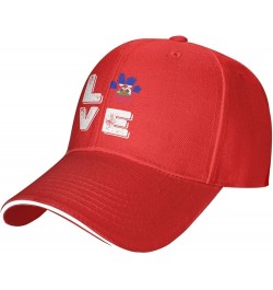 Love Paw Haiti Flag Baseball Cap for Men Women Red $12.59 Baseball Caps