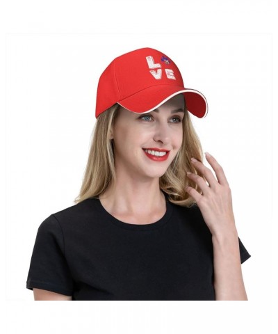 Love Paw Haiti Flag Baseball Cap for Men Women Red $12.59 Baseball Caps