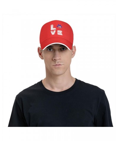 Love Paw Haiti Flag Baseball Cap for Men Women Red $12.59 Baseball Caps