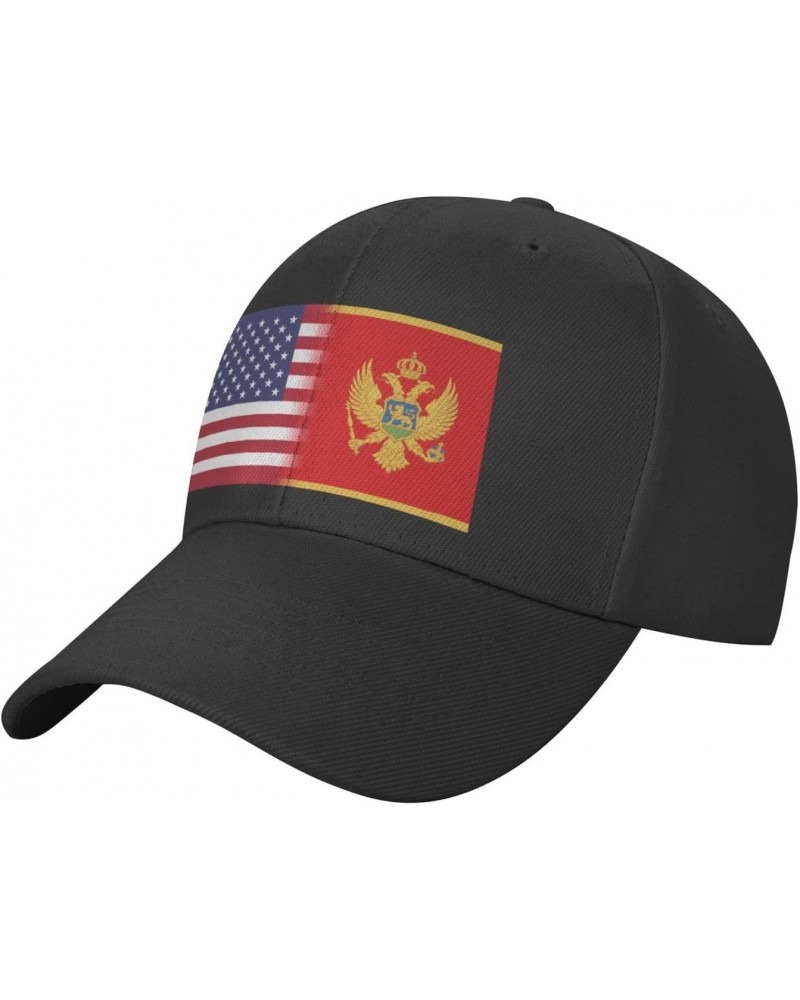 Classics Baseball Cap US Montenegro America Flag Caps Adjustable for Women Men Black $15.47 Baseball Caps