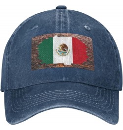 Brick Wall Mexican Flag Casquette Baseball Cap Vintage Denim for Men Women Navy Blue $7.53 Baseball Caps