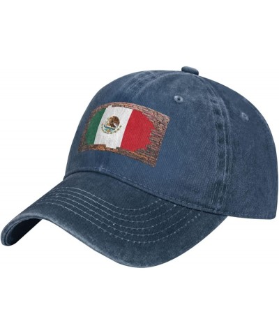 Brick Wall Mexican Flag Casquette Baseball Cap Vintage Denim for Men Women Navy Blue $7.53 Baseball Caps