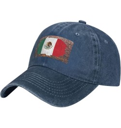 Brick Wall Mexican Flag Casquette Baseball Cap Vintage Denim for Men Women Navy Blue $7.53 Baseball Caps