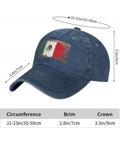 Brick Wall Mexican Flag Casquette Baseball Cap Vintage Denim for Men Women Navy Blue $7.53 Baseball Caps