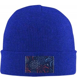 Beanie Hats for Men Women Red Blue White Firework Winter Warm Knitted Hat Blue $12.89 Skullies & Beanies