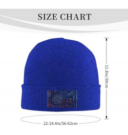 Beanie Hats for Men Women Red Blue White Firework Winter Warm Knitted Hat Blue $12.89 Skullies & Beanies