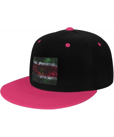 Smoke Style Flag of Suriname Snapback Hat for Men Women Baseball Cap Trucker Flat Bill Hats Dad Caps Pink $13.57 Baseball Caps