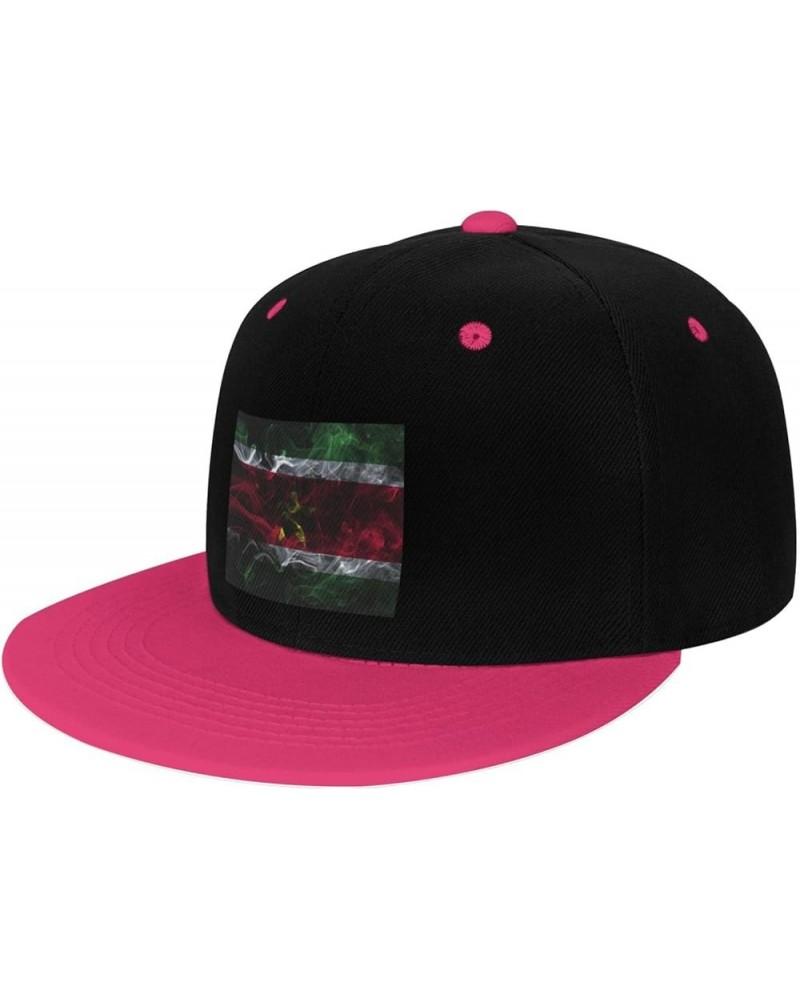 Smoke Style Flag of Suriname Snapback Hat for Men Women Baseball Cap Trucker Flat Bill Hats Dad Caps Pink $13.57 Baseball Caps