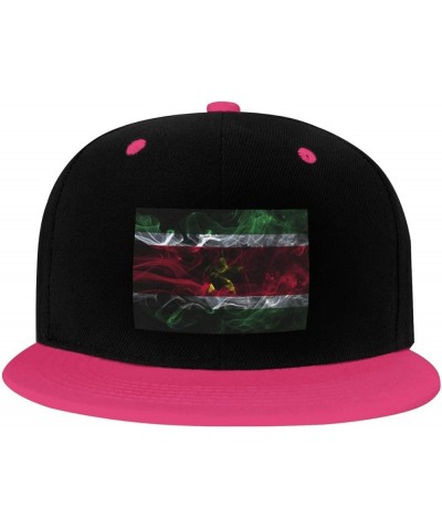 Smoke Style Flag of Suriname Snapback Hat for Men Women Baseball Cap Trucker Flat Bill Hats Dad Caps Pink $13.57 Baseball Caps