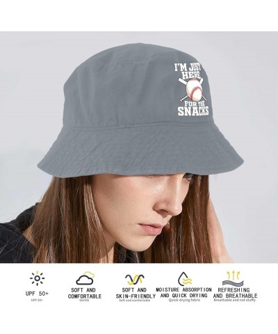 I'm just here for The Snacks Bucket Hats Bucket Hat Funny Hats for Dance Accessories for Travel Must Haves Light Grey $12.97 ...