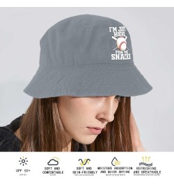 I'm just here for The Snacks Bucket Hats Bucket Hat Funny Hats for Dance Accessories for Travel Must Haves Light Grey $12.97 ...