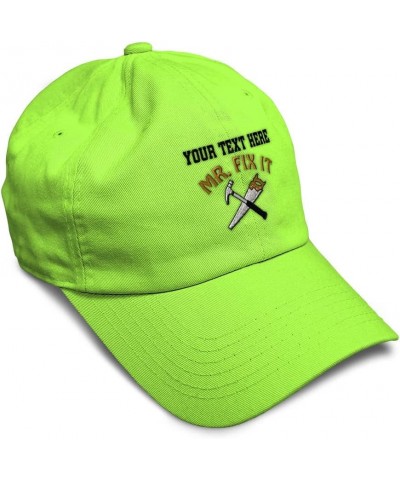 Soft Baseball Cap Mr. Fix It Embroidery Construction Contractor Cotton Embroidered Dad Hats for Men & Women Lime Personalized...