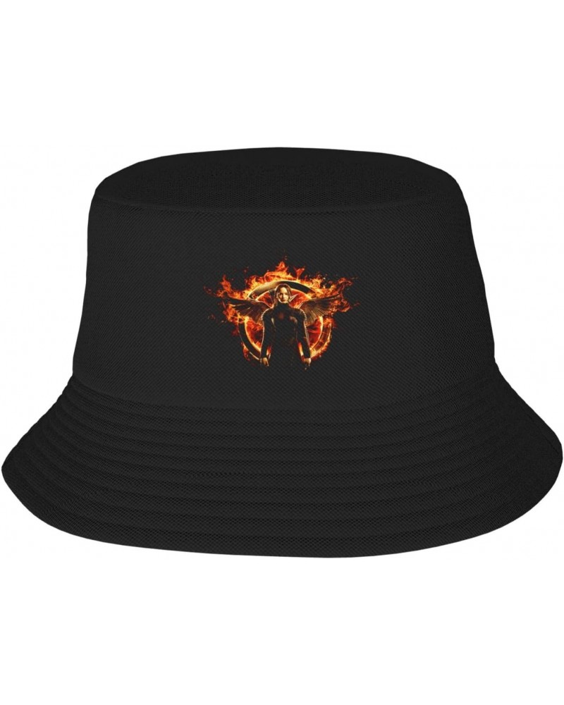 The Hunger and Games Adult Fisherman Hat Unisex Fashion Print Bucket Hat Summer Beach Sun Cap Outdoor Black $11.71 Bucket Hats