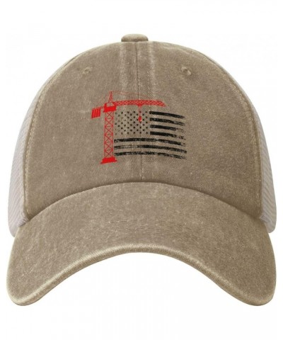 Crane Operator American Flag Baseball Cap for Women Mens Hats Retro Mesh Caps Dad Hat Natural $11.91 Baseball Caps