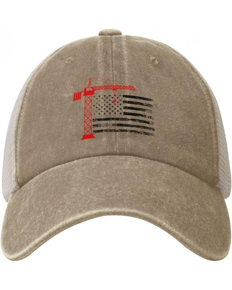 Crane Operator American Flag Baseball Cap for Women Mens Hats Retro Mesh Caps Dad Hat Natural $11.91 Baseball Caps