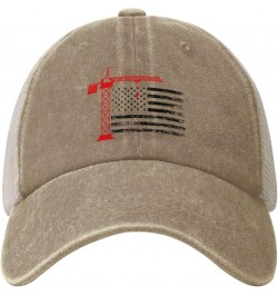 Crane Operator American Flag Baseball Cap for Women Mens Hats Retro Mesh Caps Dad Hat Natural $11.91 Baseball Caps