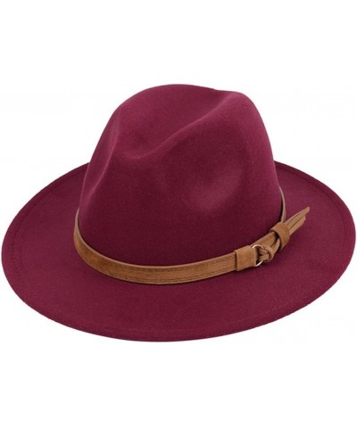 Womens Felt Hat Woolen Winter Felt Hats Men Black Top Jazz Hat Fedoras Red Brown $18.86 Fedoras