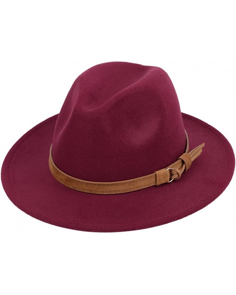 Womens Felt Hat Woolen Winter Felt Hats Men Black Top Jazz Hat Fedoras Red Brown $18.86 Fedoras