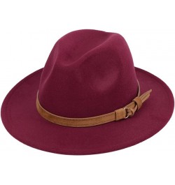 Womens Felt Hat Woolen Winter Felt Hats Men Black Top Jazz Hat Fedoras Red Brown $18.86 Fedoras