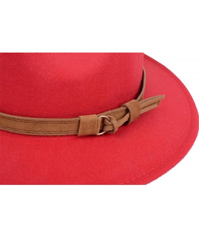 Womens Felt Hat Woolen Winter Felt Hats Men Black Top Jazz Hat Fedoras Red Brown $18.86 Fedoras