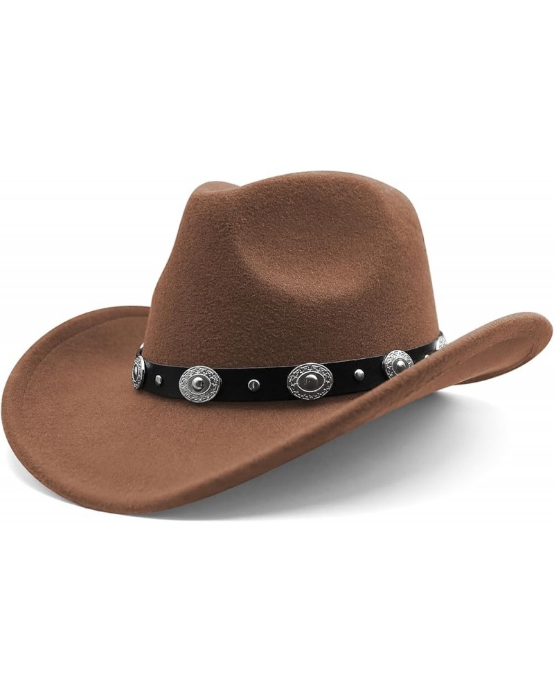 Cowboy Hat for Men Western Felt Cowgirl Hat with Belt for Men Women A-light_brown $19.79 Cowboy Hats