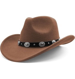 Cowboy Hat for Men Western Felt Cowgirl Hat with Belt for Men Women A-light_brown $19.79 Cowboy Hats