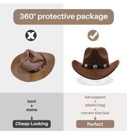 Cowboy Hat for Men Western Felt Cowgirl Hat with Belt for Men Women A-light_brown $19.79 Cowboy Hats