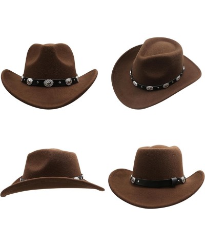 Cowboy Hat for Men Western Felt Cowgirl Hat with Belt for Men Women A-light_brown $19.79 Cowboy Hats