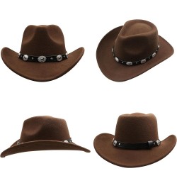 Cowboy Hat for Men Western Felt Cowgirl Hat with Belt for Men Women A-light_brown $19.79 Cowboy Hats