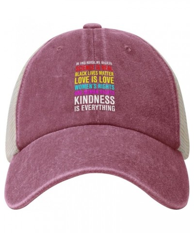 Mesh Cap Pride Flag in This House We Believe Science is Real Black Lives Matter Baseball Cap Dad Hat Trucker Hat,Black Red $8...