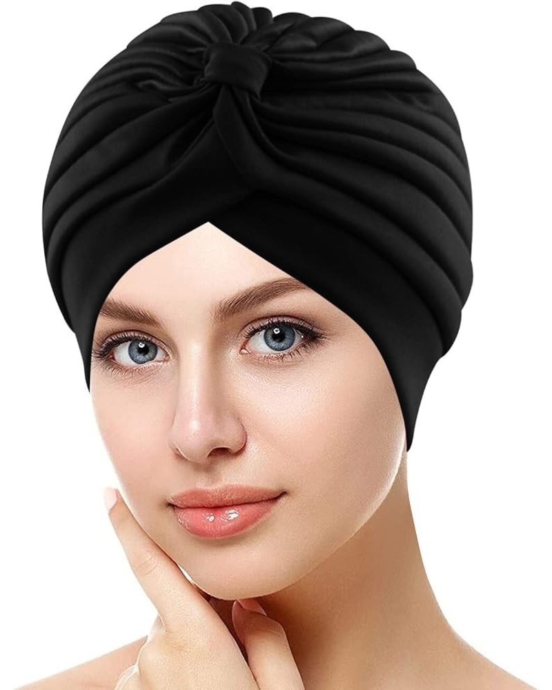 Womens Large Elastic Solid Comfort Flat Hat Monochrome Fashion Headband Hat Womens Hat Hoop Head Hat Black $6.15 Cold Weather...